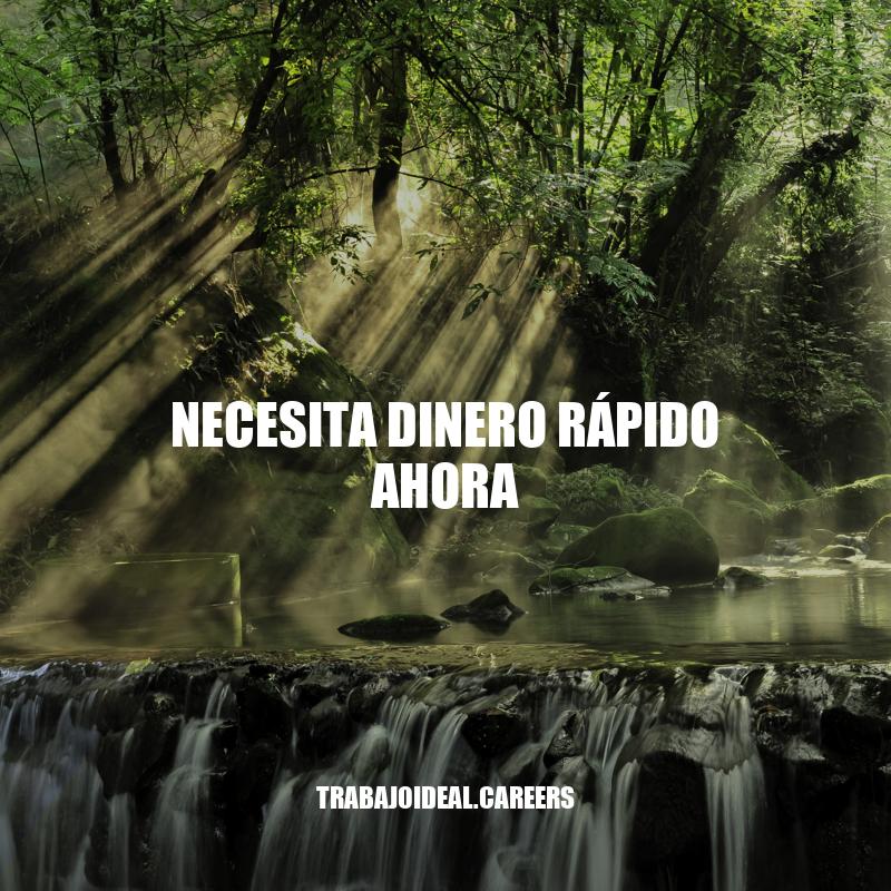 Opciones Efectivas Cuando Necesita Dinero Rápido Ahora: ¿Cuál es la Mejor para Usted?